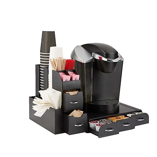 Mind Reader 2-Piece K-Cup Coffee Pod Drawer and Condiment Organizer Caddy, Black