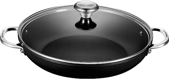 Le Creuset Toughened Nonstick PRO Shallow Casserole/Braiser with Glass Lid, 4 qt., Gray