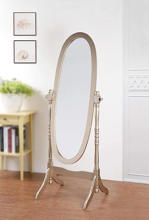 Roundhill Furniture Traditional Queen Anna Style Wood Floor Cheval Mirror, Cherry Finish