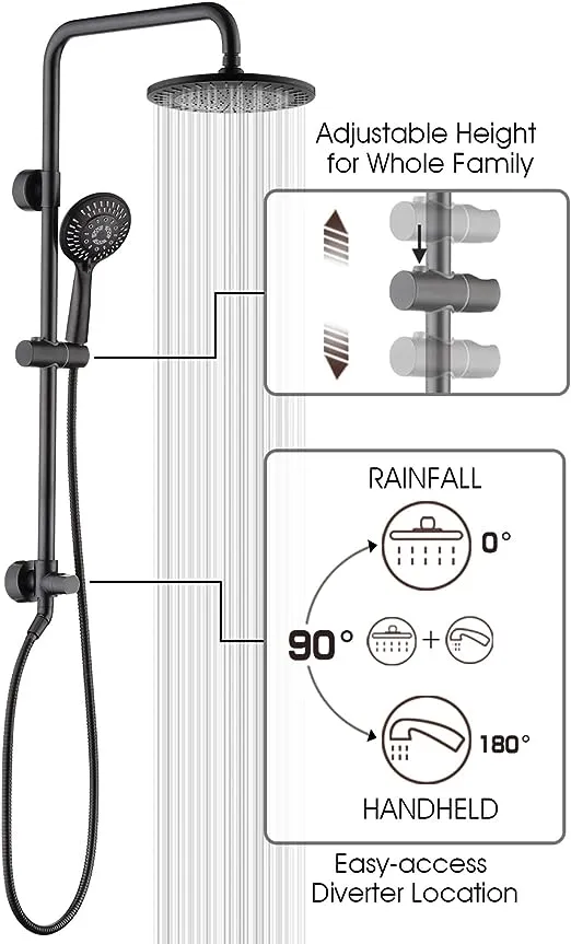 New Rain shower head &amp; height adjustable handheld shower head Set BSB2510-06