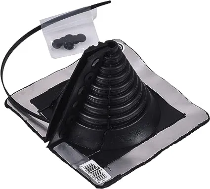 Oatey 14049 Retro Master 0.25"-5.75" Pipe Diameter Roof Flashing 8" x 8" Base, Black