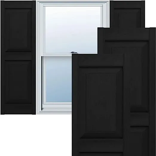 Ekena Millwork Lifetime Vinyl LP2S14X05500BL Standard Two Equal Panel Vinyls, Raised Panel Vinyl Shutters, w/Installation Shutter-Lok's & Matching Screws (Per Pair), 14.75"W x 55"H, Black