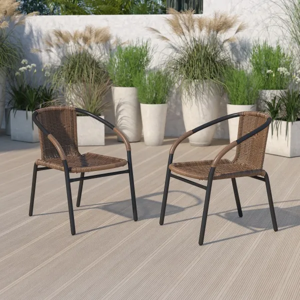 Flash Furniture - Lila Patio Chair (set of 2) - Medium Brown