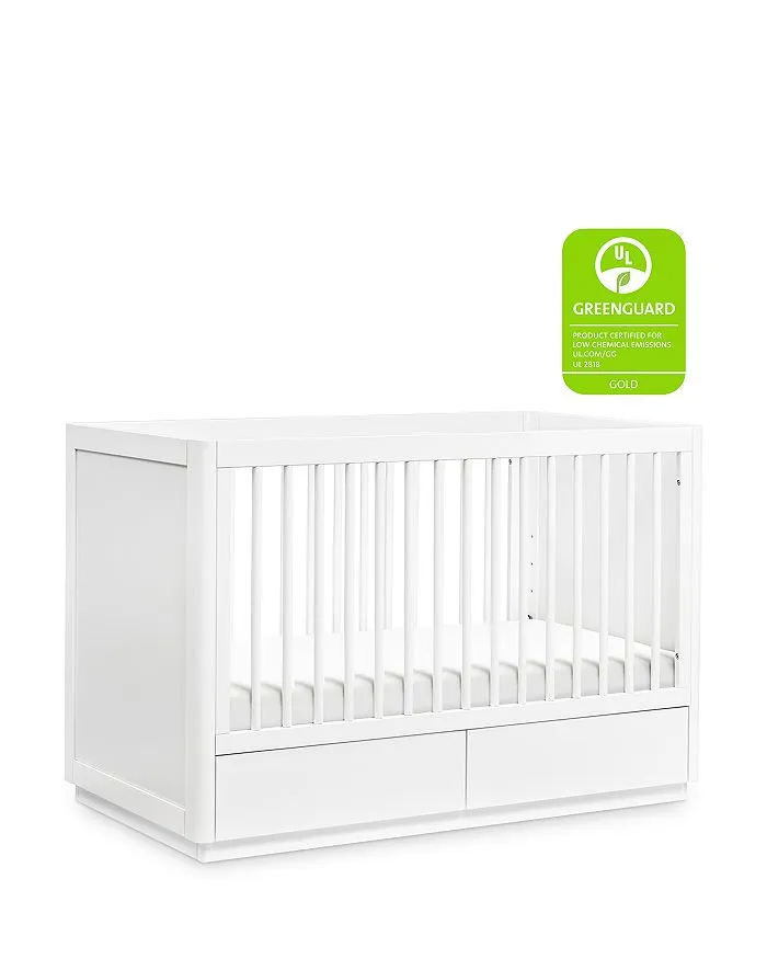 Babyletto Bento 3-in-1 Convertible Storage Crib with Toddler Bed Conversion Kit - White/ Natural