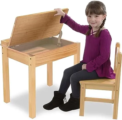 Melissa & Doug Wooden Lift-Top Desk & Chair - Honey