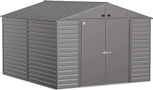 Arrow Select 10' x 12' Outdoor Lockable Steel Storage Shed Building, Charcoal