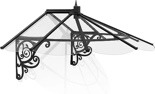 Palram - Canopia Lily Door Awning - Clear & Black - 49" x 69" x 31" | HG9575