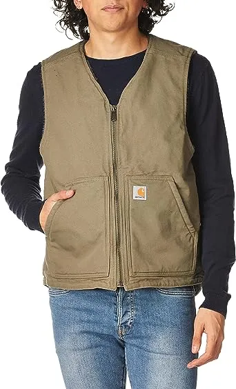 Carhartt Men's Relaxed Fit Washed Duck Sherpa-Lined Vest