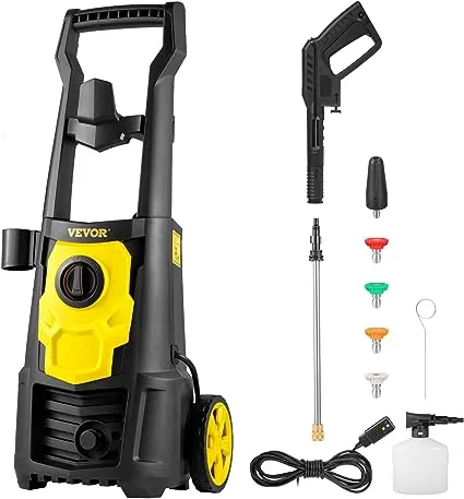 VEVOR Electric Pressure Washer, 2000 PSI, Max. 1.76 GPM Power Washer w/ 30 ft Hose & Reel, 5 Quick Connect Nozzles, Foam Cannon, Portable to Clean Patios, Cars, Fences, Driveways, ETL Listed