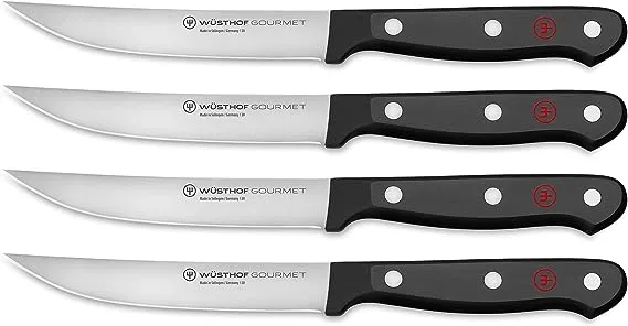 WÜSTHOF Gourmet 4-Piece Steak Knife Set, Black