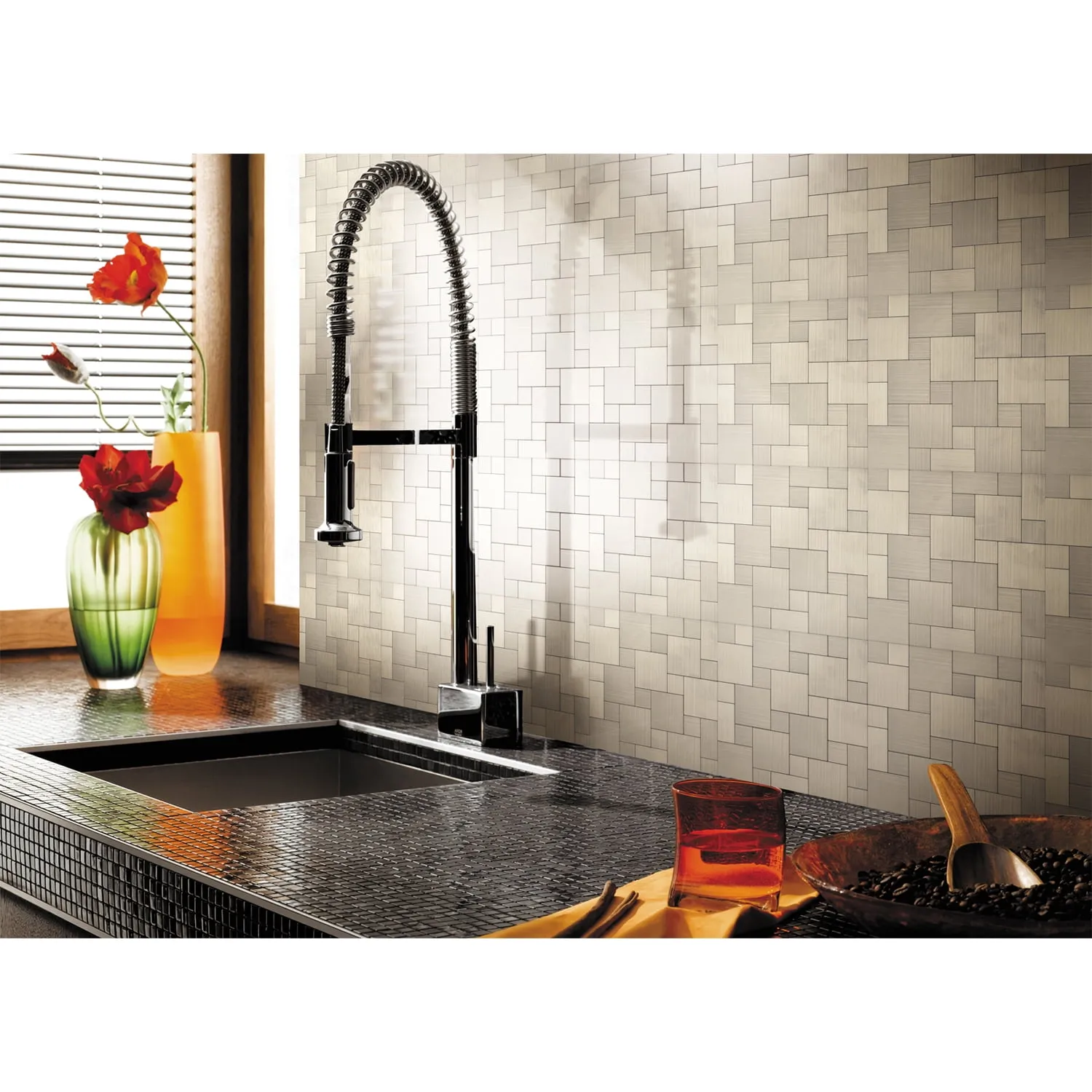 Art3d 32-Piece Peel and Stick Backsplash Tiles, Brushed Metal Subway Backsplash Tile for Kitchen (3"x6", Silver)