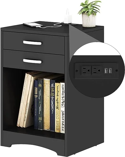 Hoseoka Nightstand with Charging Station