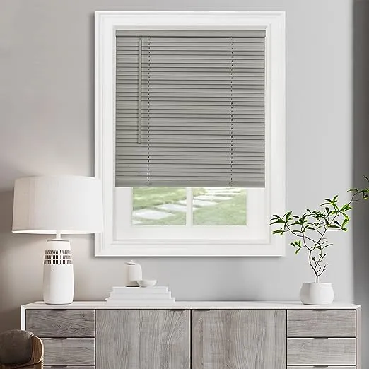 Achim GII Morningstar Indoor Cordless Grey Vinyl Light Filtering Mini Blind 34-in x 64-in