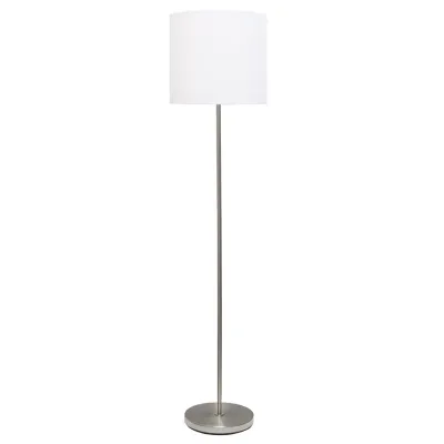 Simple Designs Brushed Nickel Drum Shade Floor Lamp - White