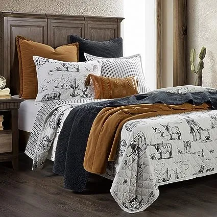 Paseo Road Ranch Life Western Toile Reversible Quilt Set