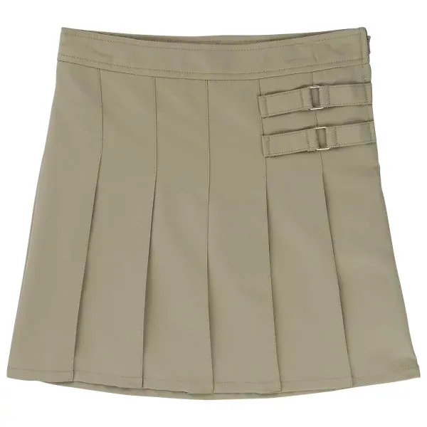 French Toast Girls' Two-Tab Pleated Scooter - Khaki / 16