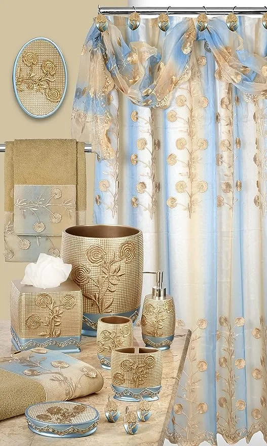 Popular Bath 961669 Ombre Rose, Shower Curtain, Blue SHOWER CURTAIN, 