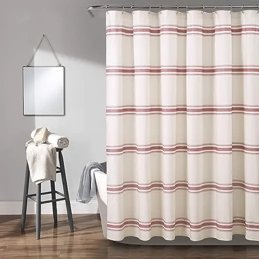 Lush Decor Farmhouse Stripe Shower Curtain