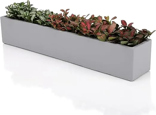 14.5-Inch Grey Rectangle Concrete Succulent Planter Windowsill Boxes