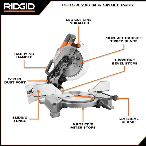 15 Amp 10 in. Corded Dual Bevel Miter Saw with LED Cut Line Indicator