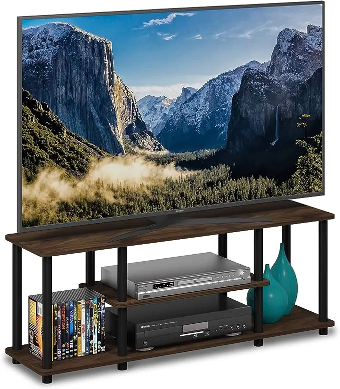 Furinno 12250 Turn-N-Tube 3-Tier Entertainment Stand for TVs up to 55 inch, French Oak Grey