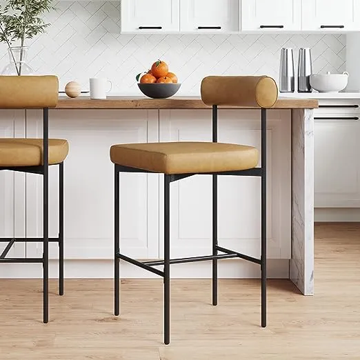 Nathan James Metal Upholstered Counter Height Barstool