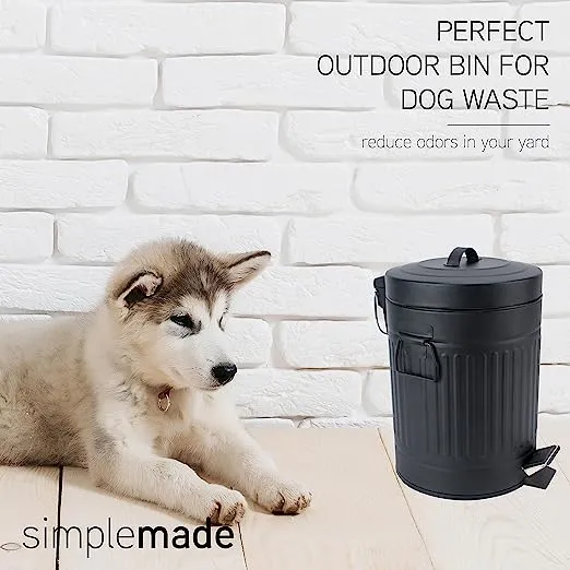 Simplemade Small Bathroom Trash Can with Lid, Kitchen Garbage Can - 5 Liter / 1.3 Gallon, Black