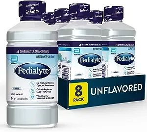 Pedialyte Electrolyte Solution, Unflavored, Hydration Drink 33.81 Fl oz(Pack of 8)