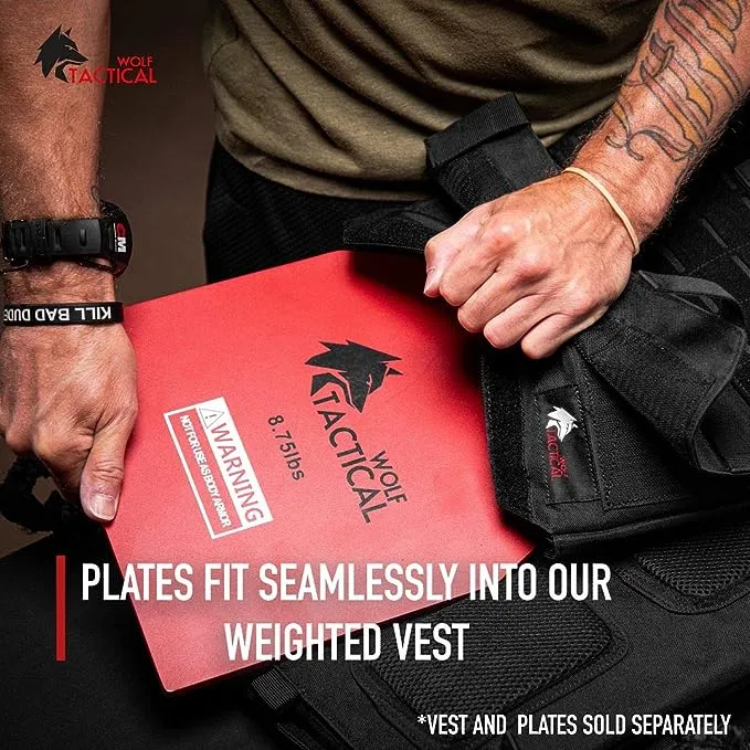 WOLF TACTICAL Weight Vest Plates - 5.75/8.75/14.5/19.75LB Pairs - WODs, Strength Training, Running, Heavy WorkoutsWOLF TACTICAL Weight Vest Plates - 5.75/8.75/14.5/19.…