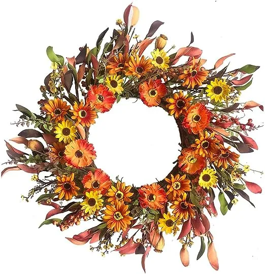 Artificial Fall Wreath 20 Inch Autumn Wreath for Front Door Thanksgiving Wreaths