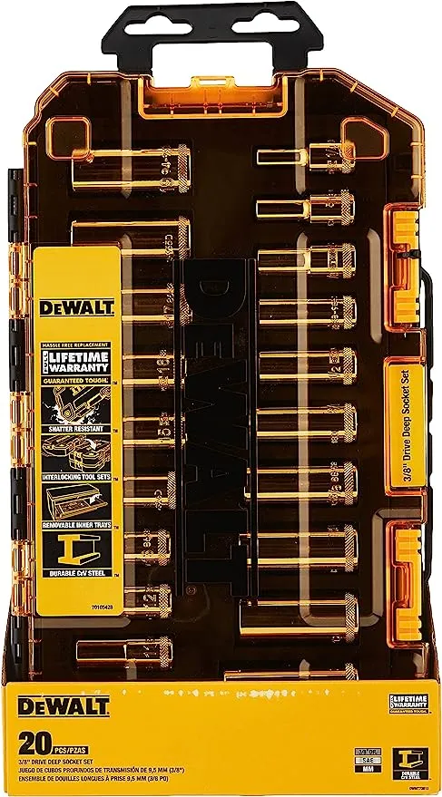 DEWALT Deep Socket Set, 20-Piece, 3/8" Drive Metric/SAE (DWMT73812)