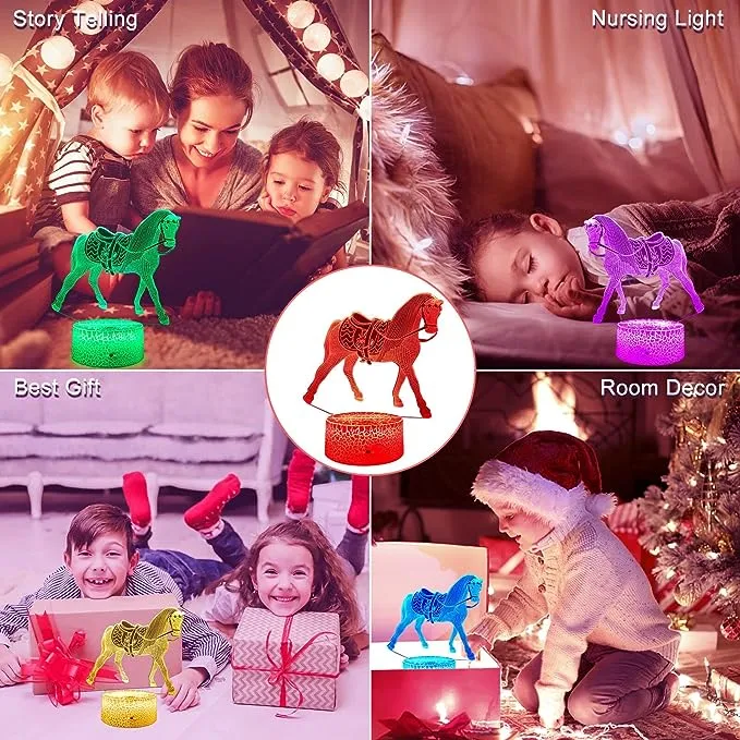 Horse Gifts Night Lights for Kids with Remote & Smart Touch Horse Lamp for Kids Room Decor 16 Colors Changing Dimmable Horse Toys 1 2 3 4 5 6 7 8