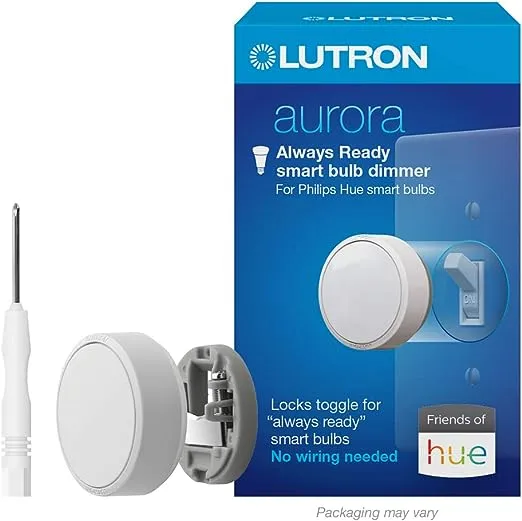 Lutron Aurora Smart Bulb Dimmer Switch for Philips Hue Smart Bulbs with Screwdriver, Z3-1Brl-Wh-L0-A, White