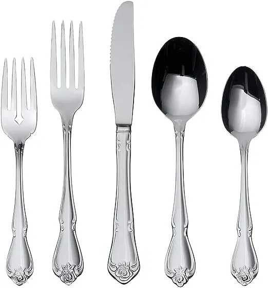 Oneida True Rose 45 Piece Everyday Flatware Set, Service for 8