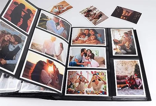 RECUTMS Photo Albums 4x6 Holds 600 Photos Black Pages Large Capacity Leather Cover Wedding Family Photo Album Horizontal and Vertical