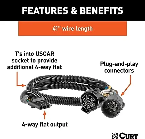 CURT 55384 Replacement Vehicle-Side Custom USCAR 4-Pin Trailer Wiring Harness, Black, 6 x 3 x 9 inchesCURT 55384 Replacement Vehicle-Side Custom USCAR…