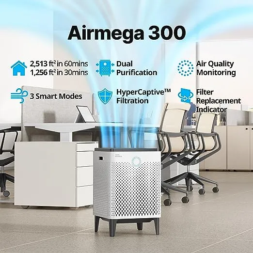 Coway Airmega 400S(G) App-Enabled Smart Technology Compatible with Amazon Alexa True HEPA Air Purifier, Covers 1,560 sq. ft, Graphite