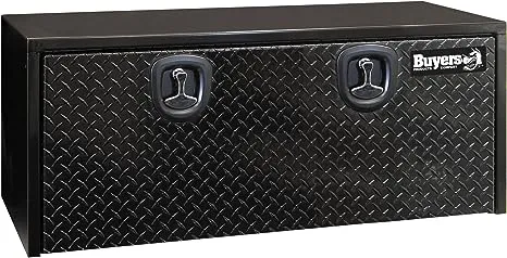 Buyers Products 1702510 Black Powder-Coated Steel Underbody Truck Box with Aluminum Diamond Tread Door, 18 x 18 x 48 Inch, Contractor Toolbox For Organization And Storage, Job Tool Chest