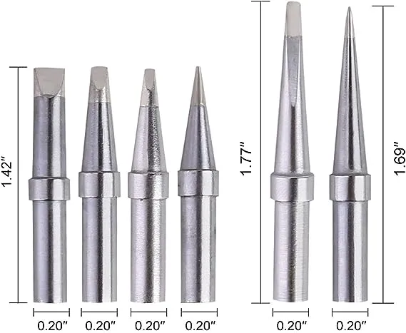 Solder Tips 6pcs for Weller ET Soldering Iron, Replacement Tips for WES51/50,WESD51,PES51 / 50,WE1010NA WCC100 LR21 ET Tip Series (6PCS-01)