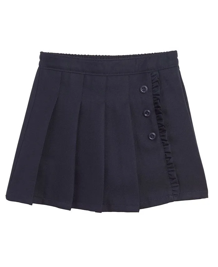 Little Girls Uniform Pleated Scooter with Ruffle Skorts
      
          Little Girls Uniform Pleated Scooter with Ruffle Skorts