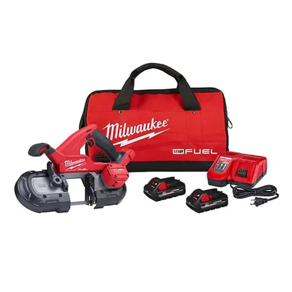 M18 FUEL 18V Lithium-Ion Brushless Cordless Compact Bandsaw Kit with Two 3.0 Ah High Output Batteries