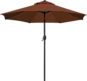 Sunnyglade 9 Patio Umbrella Outdoor Table Umbrella with 8 Sturdy Ribs(Brown)