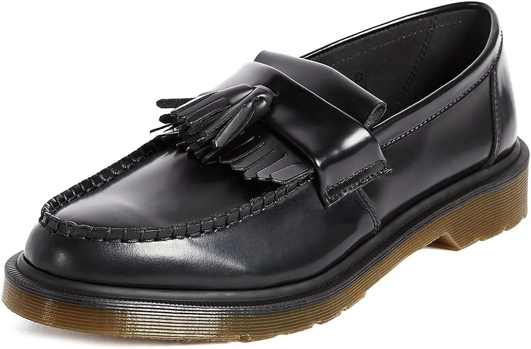 Dr. Martens, Unisex Adrian Loafer Shoes, Black Polished Smooth, 14 US Women / 13 US Men