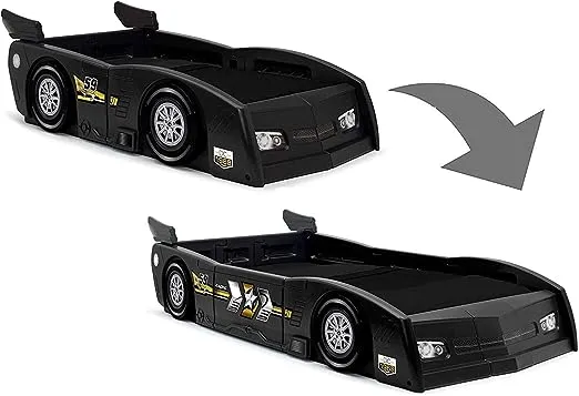 Delta Children Grand Prix Race Car Toddler & Twin Bed - Made in USA, Black