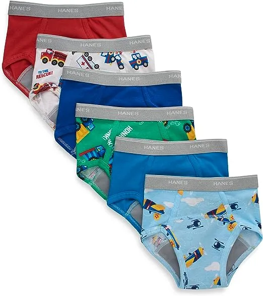 Hanes Toddler Boy Potty Trainer Brief Underwear, 6 Pack, Sizes 2T-4T