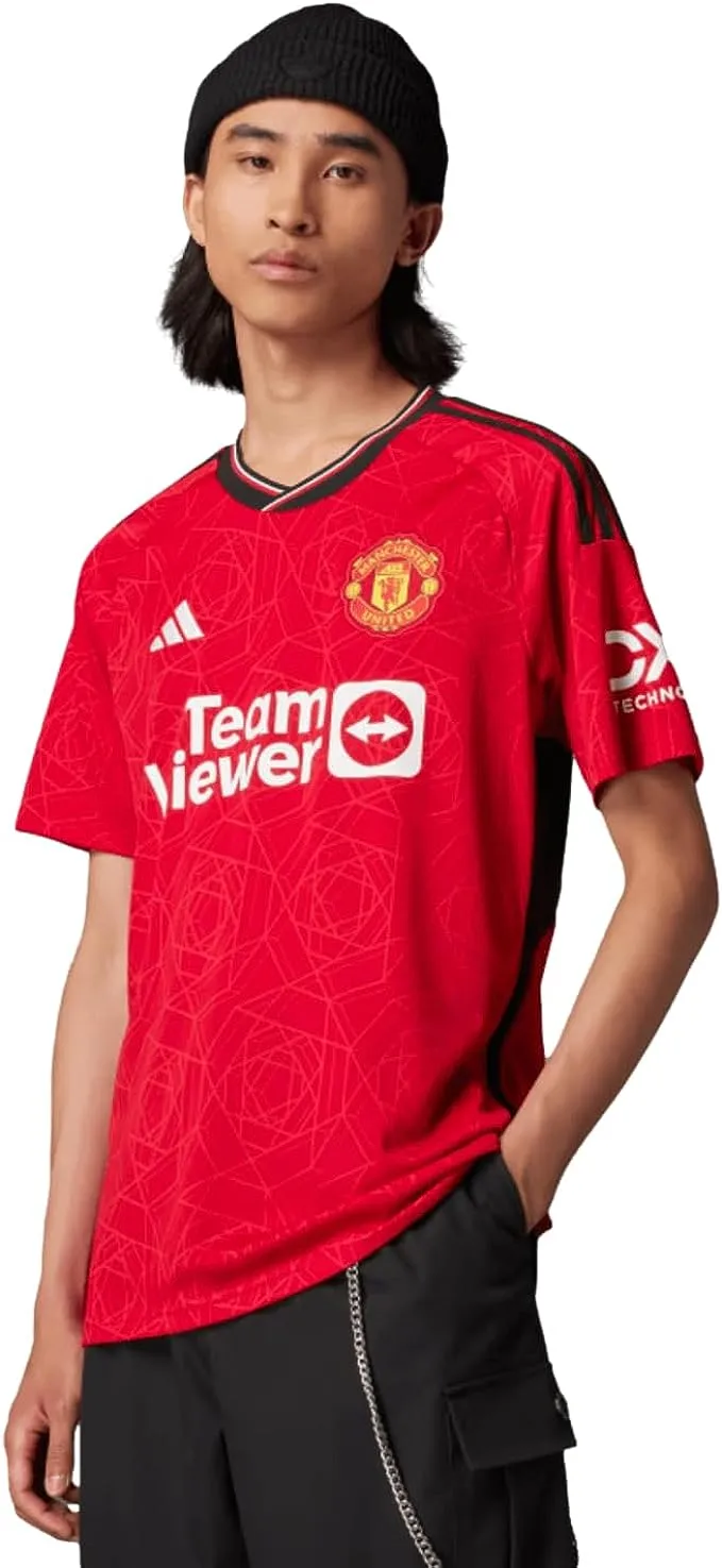 adidas Men's Soccer Manchester United 23/24 Home Jersey - Show Your Team's Colors with Pride, Manchester United Woven Crest