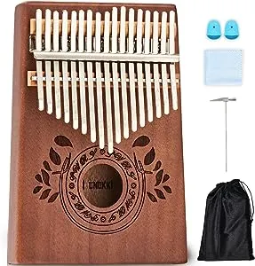 UNOKKI Kalimba 17 Key Thumb Piano | Premium, Lightweight & Durable Mahogany Mbira - Chocolate Brown | Reduce Stress & Promote Well-Being | Tuning Hammer, Velvet Bag & More | Gift for Kids & Adults