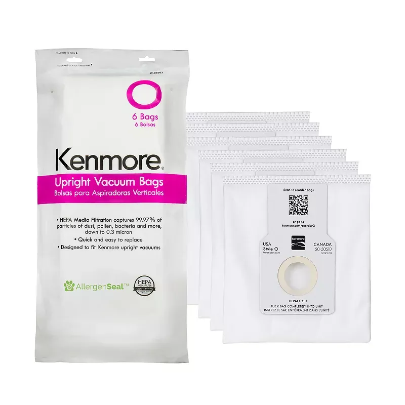 Kenmore HEPA Cloth Vacuum Bags for Upright Vacuums - Type O (6-Pack)