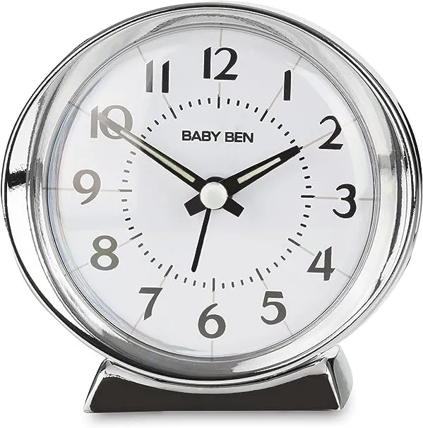 Westclox Baby Ben Classic Style Battery Operated Alarm Clock, Silver