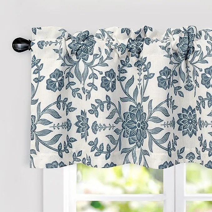 DriftAway Twyla Linen Blend Blackout Valance for Kitchen 18 inch Length Boho ...